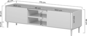 TV stolík Elivo 170 cm na nožičkách - eukalyptus / dub baltic dune