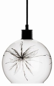 Závesná lampa Ball púpavový dekór na boku Ø 20 cm