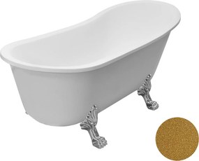 Besco Akrylátová voľne stojaca vaňa Olaya Glam Z 160x68 bez prepadu BESCO-Typ výpuste: Click-Clack bez prepadu, chróm, BESCO-Nôžky: Chróm