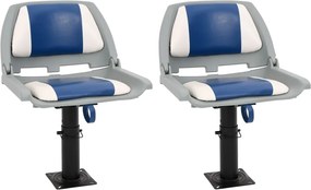 vidaXL 4-dielne skladacie sedadlo do člna, modro biele 48x51x41 cm