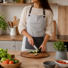 ARÔME HOME Kuchynská zástera pánská, svetlo a tmavo sivá z recyklovanej bavlny