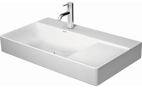 DURAVIT DuraSquare asymetrické umývadlo do nábytku s otvorom, bez prepadu, odkladacia plocha vpravo, 800 x 470 mm, biela, s povrchom WonderGliss, 23488000411