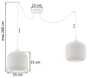 Závesné svietidlo Riffle Spider, 2x biele sklenené tienidlo, w