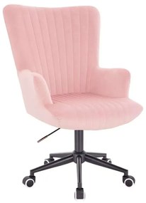 LuxuryForm DESIGN Kreslo AMADEO VELUR na čiernej podstave s kolieskami - ružové