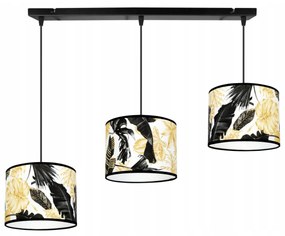 Závesné svietidlo Gold Flowers, 3x biele textilné tienidlo s kvetinovým vzorom, (výber z 2 farieb konštrukcie)