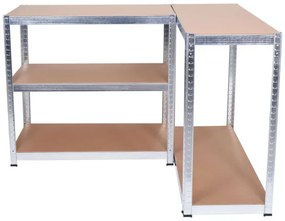 Regál 180x90x30 cm strieborný