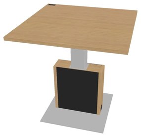Výškovo nastaviteľný rokovací stôl Verno+ S 120 x 120 cm, dub svetlý / čierna