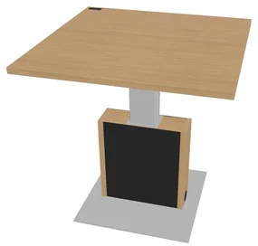 Výškovo nastaviteľný rokovací stôl Verno+ S 120 x 120 cm, dub svetlý / čierna