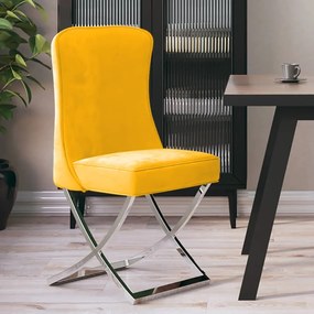 Jedálenská stolička horčicovo-žltá zamatová