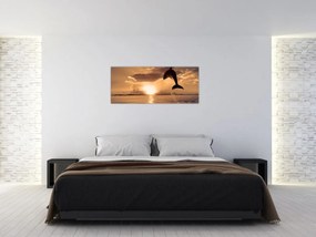 Obraz - Delfín pri západe slnka (120x50 cm)