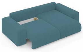 Tyrkysová menčestrová rozkladacia/s úložným priestorom rohová pohovka Luma – Ropez