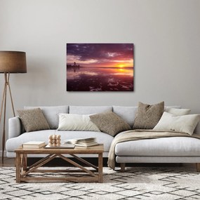 Obraz - Pláž pri západe slnka (70x50 cm)