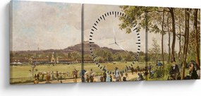 Obraz - French 19th Century, Race Course at Longchamps, reprodukcia (s hodinami) (90x30 cm)