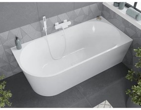 Mexen Mia, voľne stojaca rohová vaňa, pravá, 180 x 80 cm, biela, biely prepad, 52691808000P-20