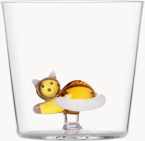 Ručne vyrobený pohár z borosilikátového skla Tabby Cat