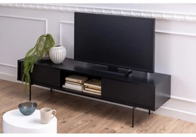 Čierny TV stolík v dekore jaseňa 180x44.5 cm Angus - Actona