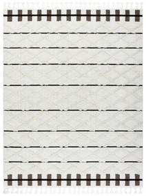 Koberec SEVILLA Y611A mreža, diamanty hnedý / biely, Maroko, Shaggy