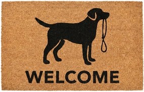 Hnedá kokosová rokožka so psíkom Welcome - 75*45*1 cm
