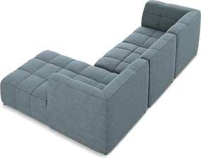 Modrá rohová pohovka z textílie buklé (pravý roh/s leňoškou) Aloha – Makamii