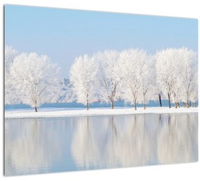 Sklenený obraz zimnej krajiny (70x50 cm)