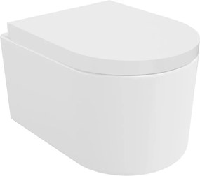 Mexen Sofia, závesná WC misa 490x360x355 mm, Rimless Tornádo + WC sedadlo z duroplastu, biela lesklá, 30540200T