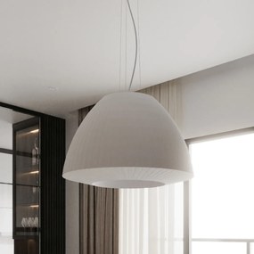 Závesné svietidlo Bella, 1x biele textilné tienidlo, (biele sklo), (fi 60 cm)
