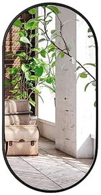 Oválne zrkadlo na stenu OLVANI 80x40 cm s čiernym rámom