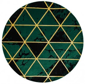 Koberec EMERALD exkluzívny 1020 kruh - glamour, marmur, trojuholníky zelený/zlatý