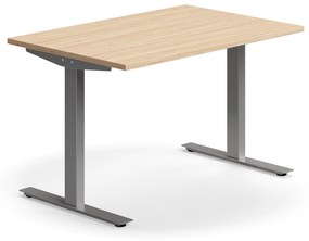 Kancelársky stôl QBUS, rovný, 1200x800 mm, T-rám, strieborný rám, dub