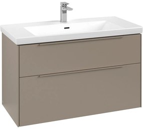 VILLEROY &amp; BOCH Subway 3.0 závesná skrinka pod umývadlo, 2 zásuvky, s LED osvetlením, 973 x 478 x 429 mm, Taupe, C570L2VM