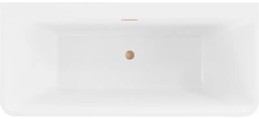 Mexen Volta, voľne stojaca nástenna vaňa 170 x 75 cm, biela-čierna, medený prepad, 51131707575-65