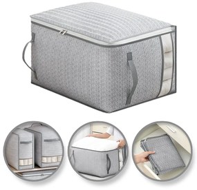 eCarla Textilný box na uskladnenie posteľnej bielizne a oblečenia, sivý COCK 52 x 44 x 30 cm