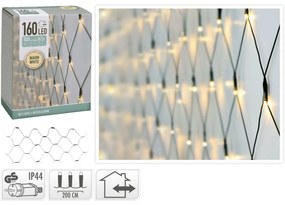 LED Vianočná svetelná sieť teplá biela, 160x LED, 200 x 100 cm