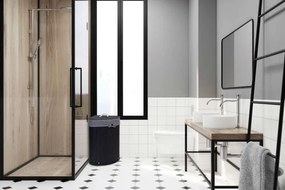 Rohový kôš na bielizeň 60 l bambusový čierny