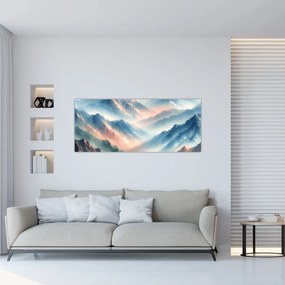 Obraz - Akvarelové hory (120x50 cm)
