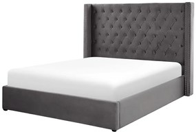 Zamatová posteľ s úložným priestorom 180 x 200 cm sivá LUBBON Beliani