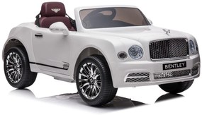 LEAN CARS Elektrická autíčko  Bentley Mulsanne - biele - 2x45W- BATÉRIA - 12V7Ah - 2024