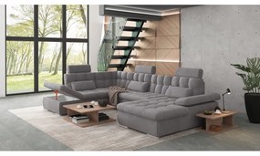 Sivá rozkladacia/s úložným priestorom rohová pohovka (ľavý roh/do "U") Merkur – Ropez