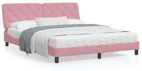 Rám postele s čelom ružový 160x200 cm zamat 3207934