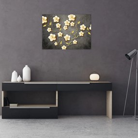 Obraz - Zlatý ker v čiernom pozadí (70x50 cm)