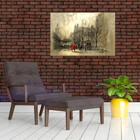 Obraz - Skica mestečka (90x60 cm)