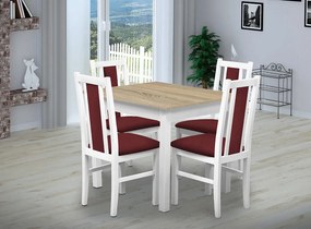Nabytekmorava Jedálenský set Brooklyn pre 4 osoby, stôl 90x90 cm farba lamina: biela 113, čalúnenie vo farbe: SCALA svetle modrá 74