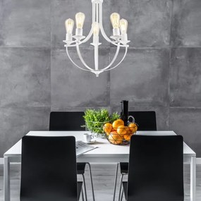 Luster na reťazi GINA 5xE27/60W/230V biela