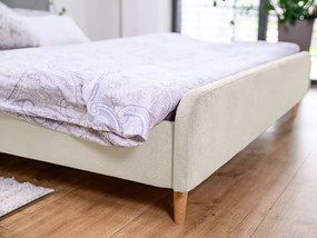 Krémová menčestrová posteľ AMELIA FJORD 120 x 200 cm