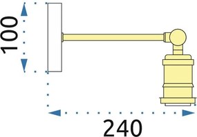 Toolight - nástenná kovová lampa E27 60W Loft APP618-1W, retro zlatá-čierna, OSW-03797