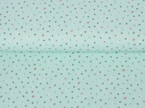 Biante Detské bavlnené posteľné obliečky do postieľky Sandra SA-064 Drobné kvietky na tyrkysovom Do postieľky 90x130 a 40x60 cm