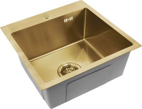 Rea Leo, 1-komorový oceľový drez 400x450x185 mm, zlatá matná, ZLE-06001
