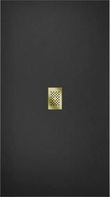 Mexen Hugo, obdĺžniková sprchová vanička SMC 170 x 100 cm, čierna, zlatá krytka, 42701017-G