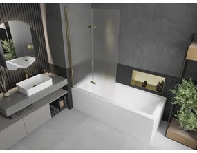 Mexen Castor, vaňová zástena 2-krídlová 100 x 150 cm, otočné krídlo, 6 mm námraza sklo, zlatý profil, 892-100-002-50-30