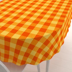 Biante Bavlnený oválny obrus Olivia OL-003 Oranžovo-žltá kocka veľká 100x140 cm